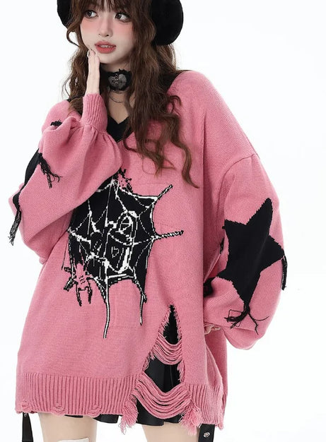 Pink Gothic Web Sweater