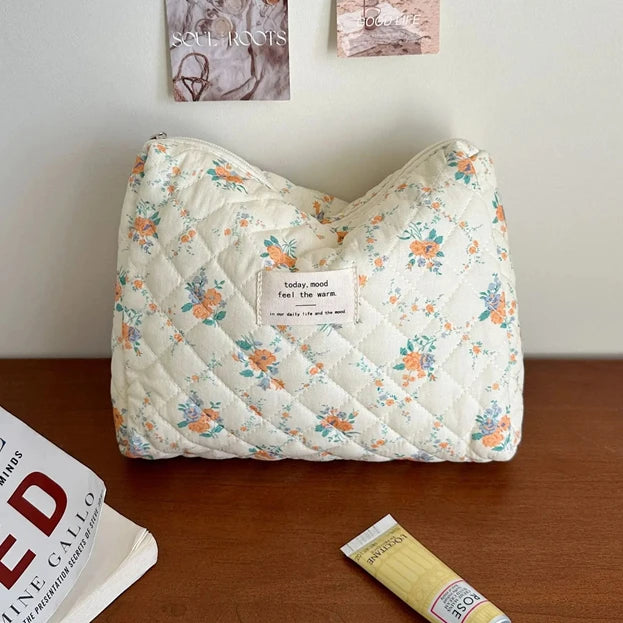 Soft Checkered Makeup Bag