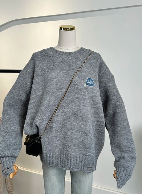 Playful Embroidery Oversized Sweater