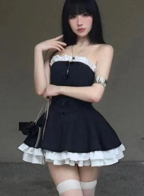Gothic-Minikleid mit Rüschen