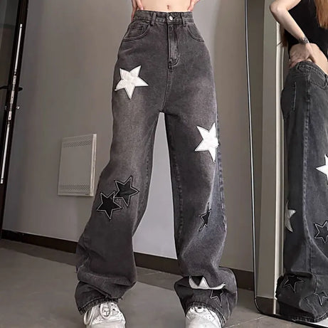 2000er-Jahre-Retro-Jeans mit Sternentaschen