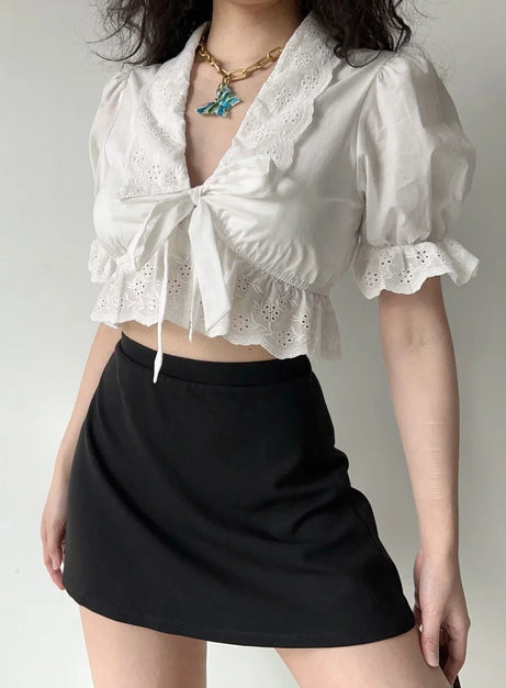 Eyelet Romance Tie-Front Blouse