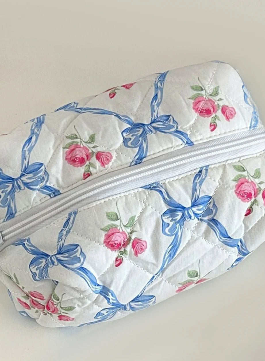 Floral Bloom Quilted Makeup Bag