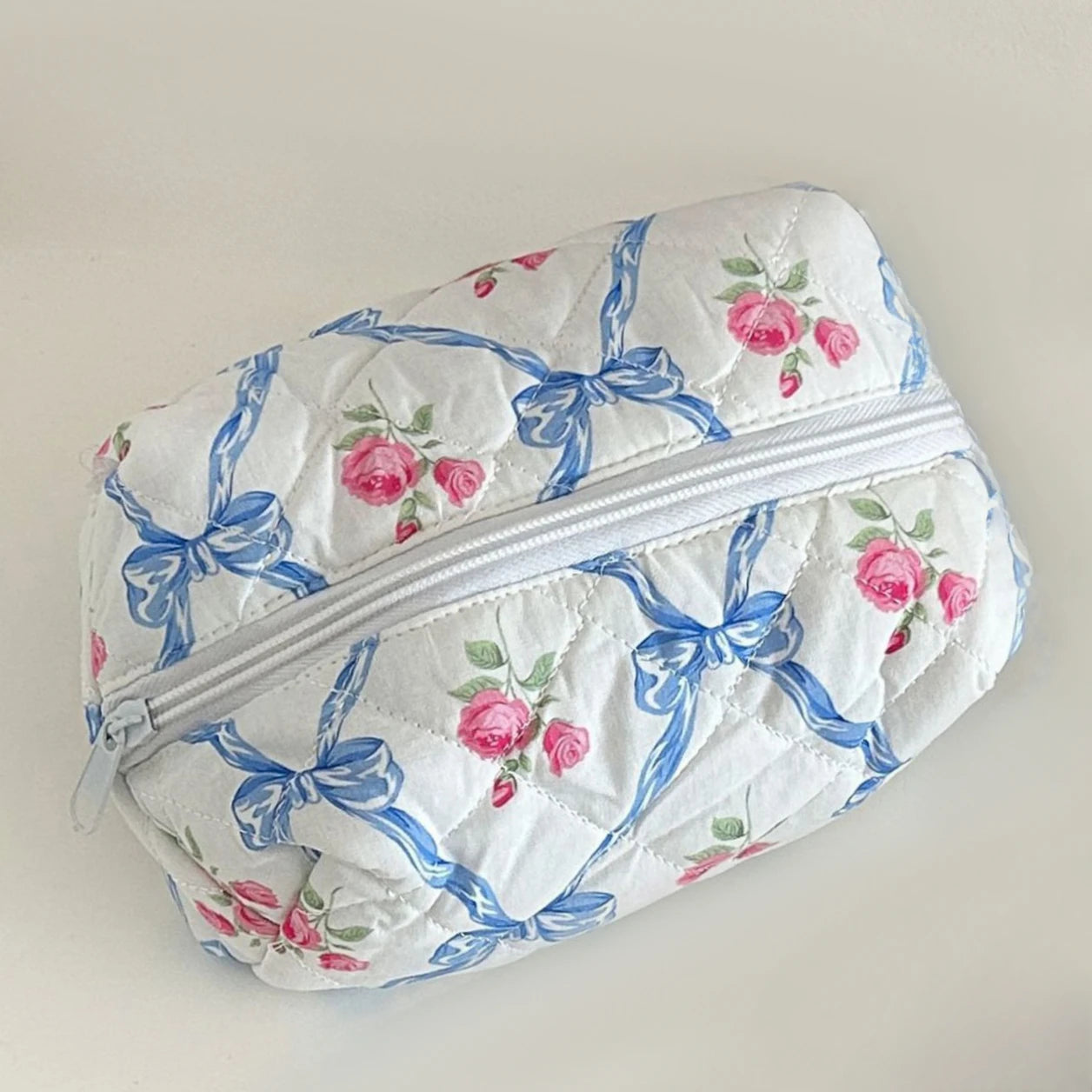 Floral Bloom Quilted Makeup Bag