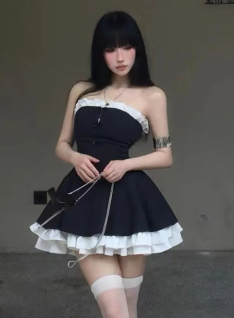 Gothic-Minikleid mit Rüschen