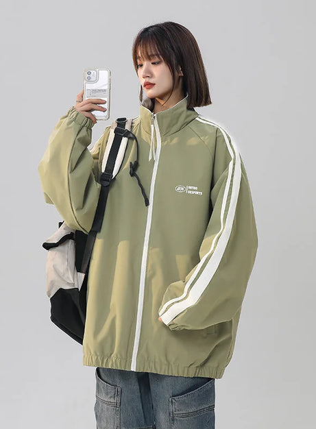 Schwarze, gestreifte Oversize-Trainingsjacke