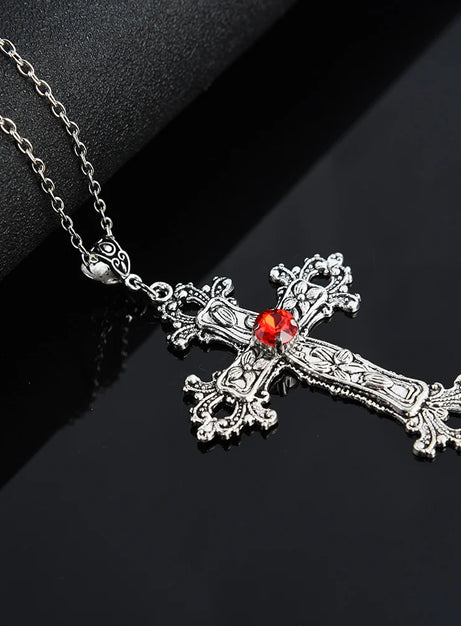 Gothic Bloodstone Cross Necklace