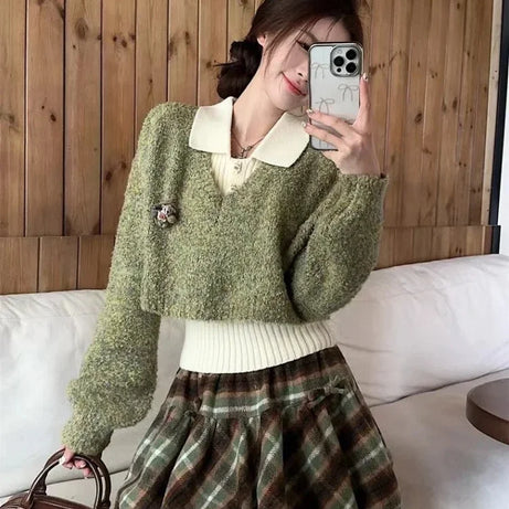 Forest Charm Plaid Skirt Set