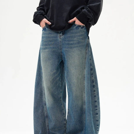 Washed Blue Ultra Wide Leg Jeans