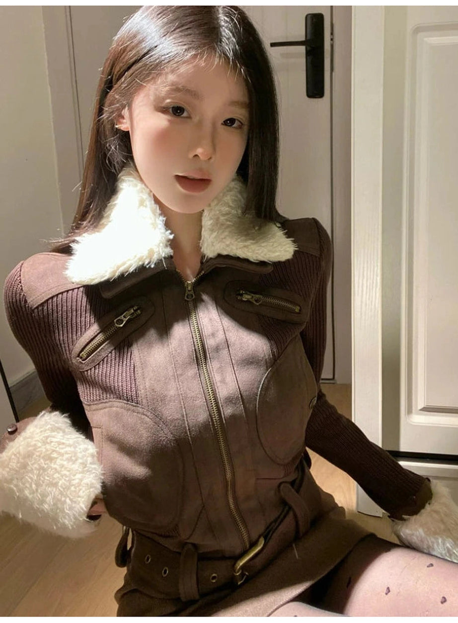 Furry Aviator Bomber Jacket