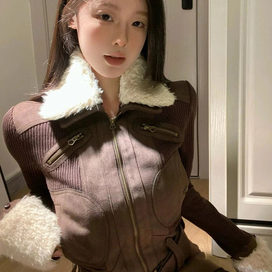 Furry Aviator Bomber Jacket