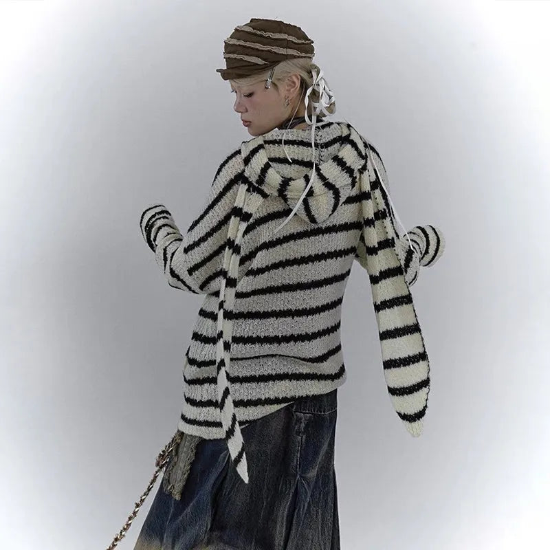 Striped Bunny Zip Hoodie