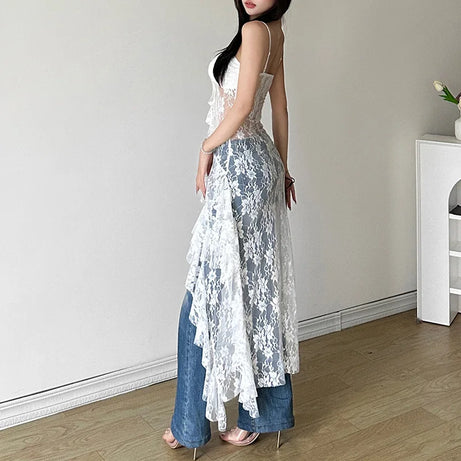 Gothic Lace High-Low Corset Dress