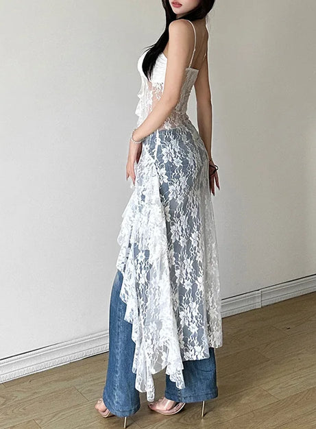 Gothic Lace High-Low Corset Dress