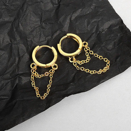 Double Chain Hoop Earrings