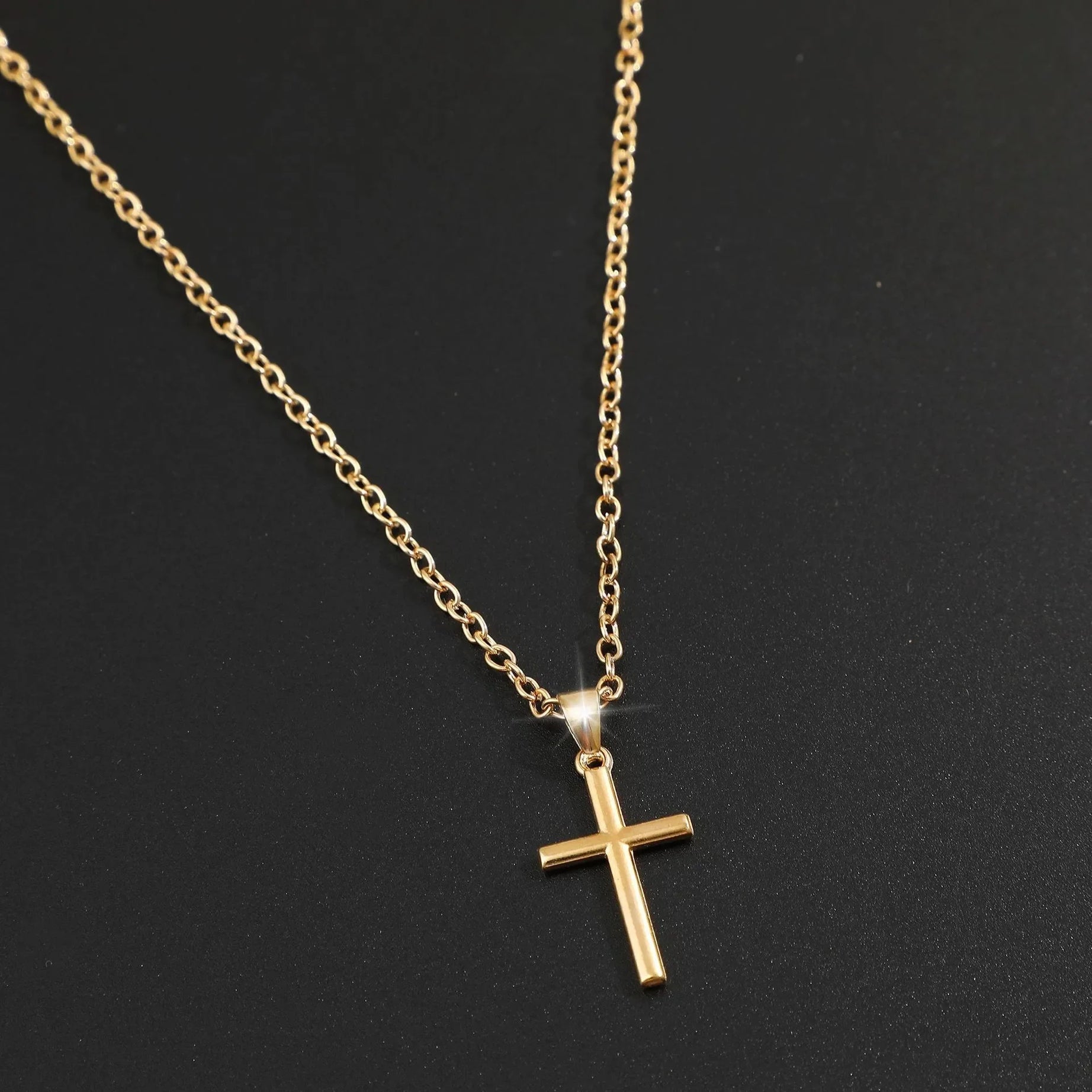 Crystal Rose Gothic Cross Necklace