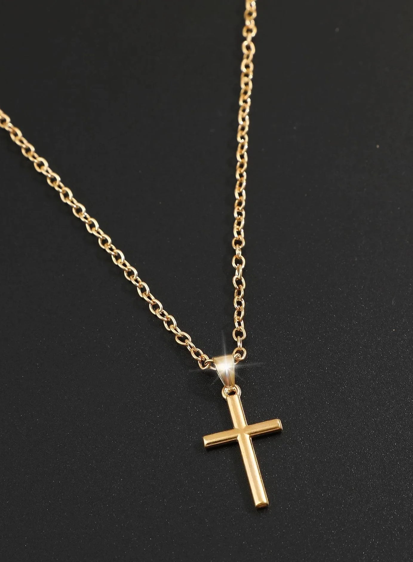 Crystal Rose Gothic Cross Necklace