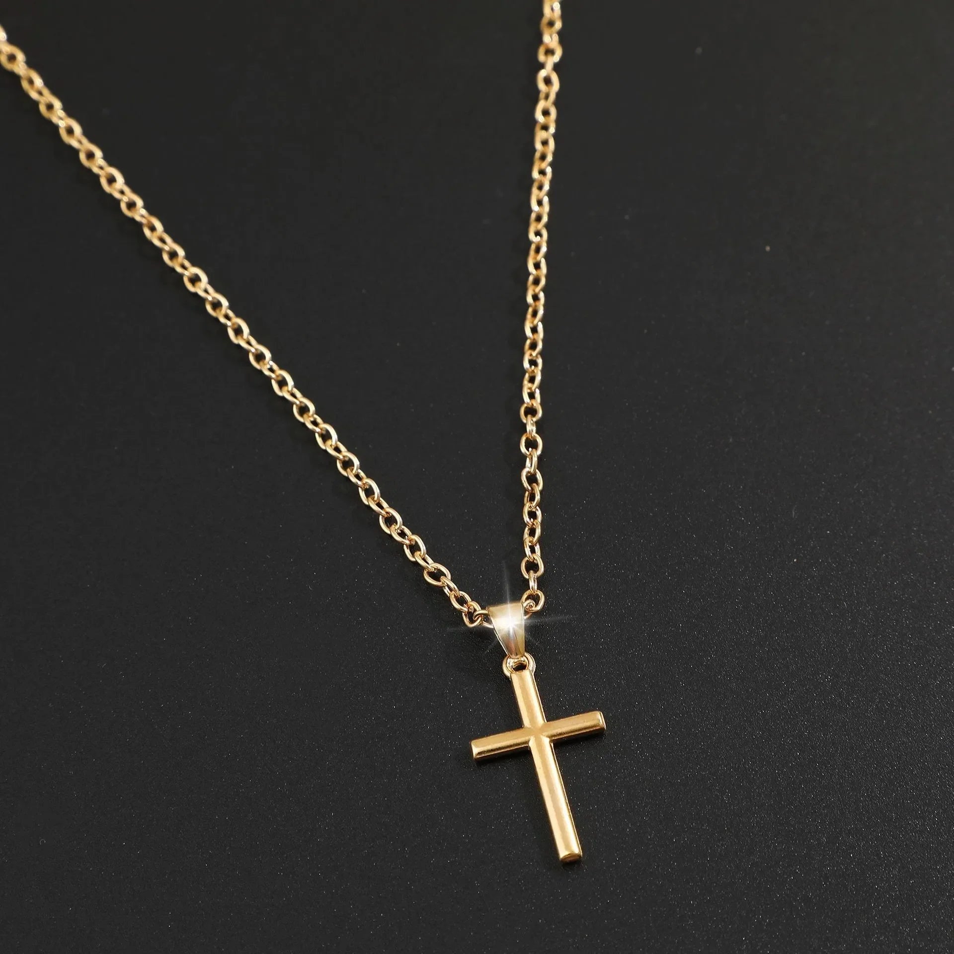 Crystal Rose Gothic Cross Necklace