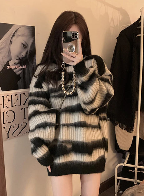 Monochrome Tie-Dye Oversized Sweater