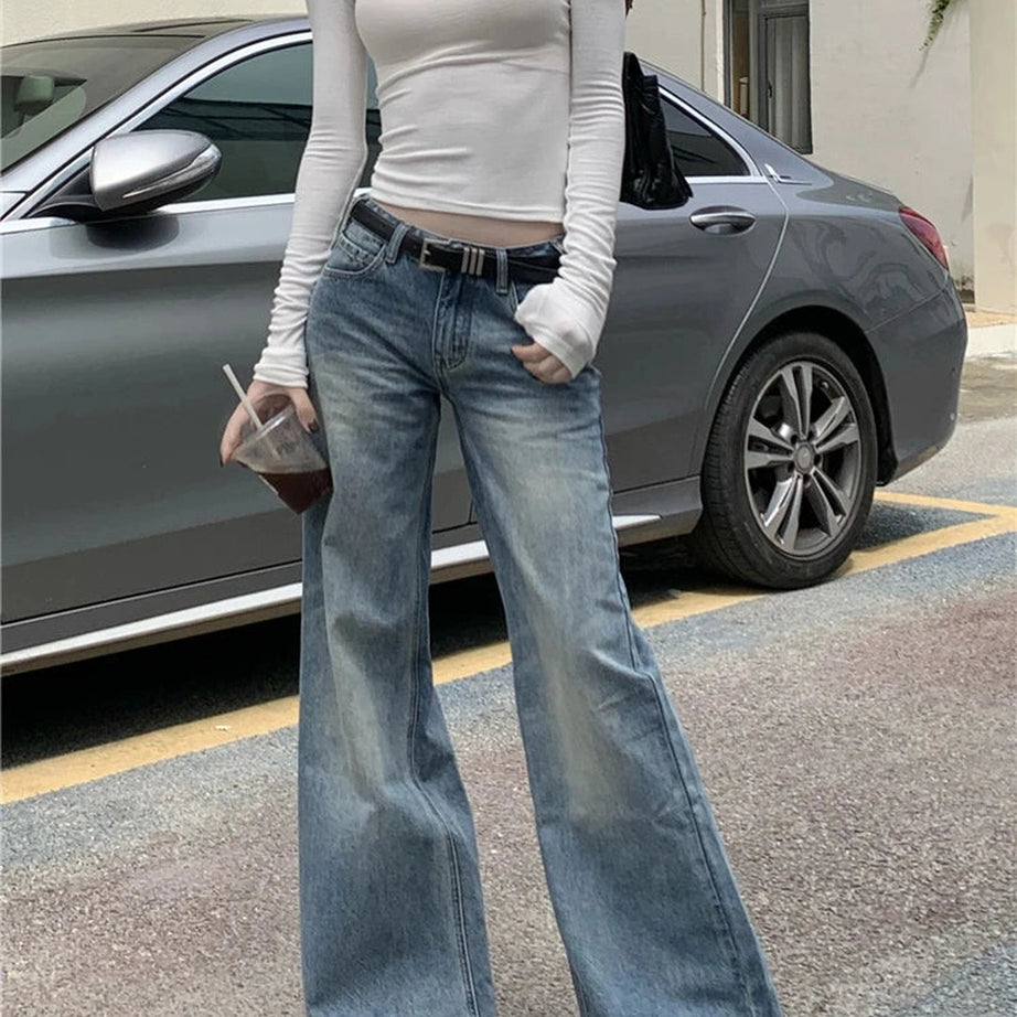Y2k High-Waisted Wide-Leg Jeans
