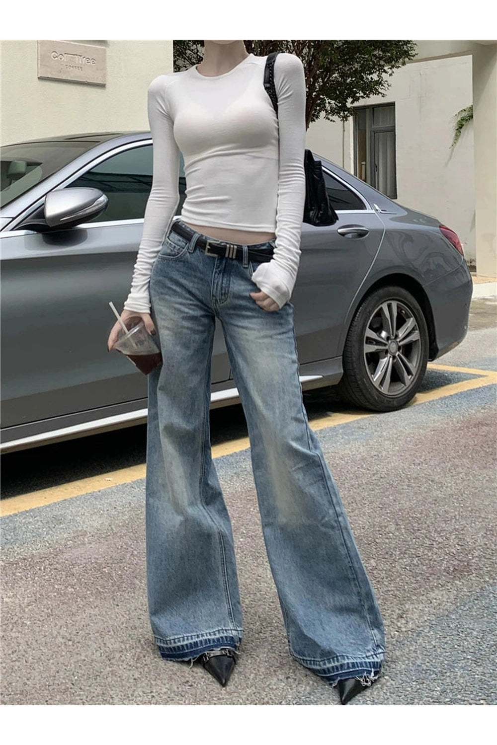 Y2k High-Waisted Wide-Leg Jeans