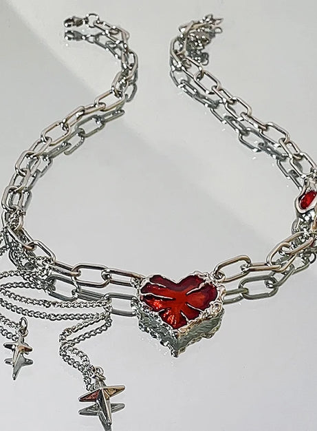 Crimson Shattered Heart Necklace