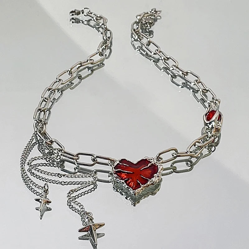 Crimson Shattered Heart Necklace