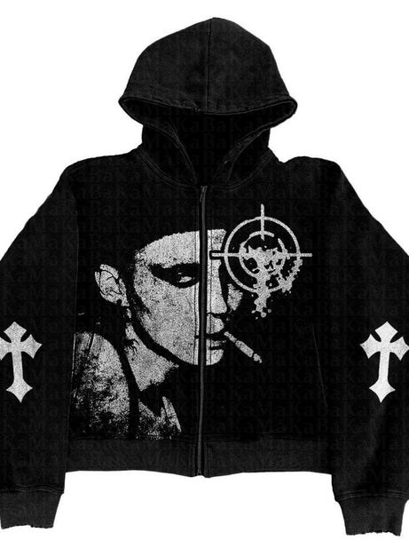 Grunge Noir Graphic Hoodie