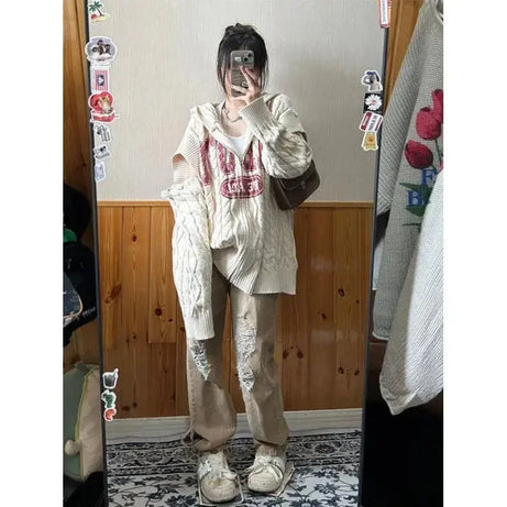 Vintage Slouch Knit Zip-Up Sweater