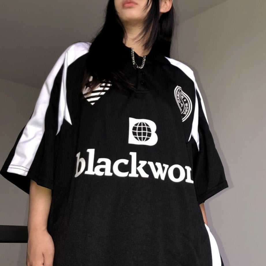 Y2k Baseball Letter Print Retro T-shirt