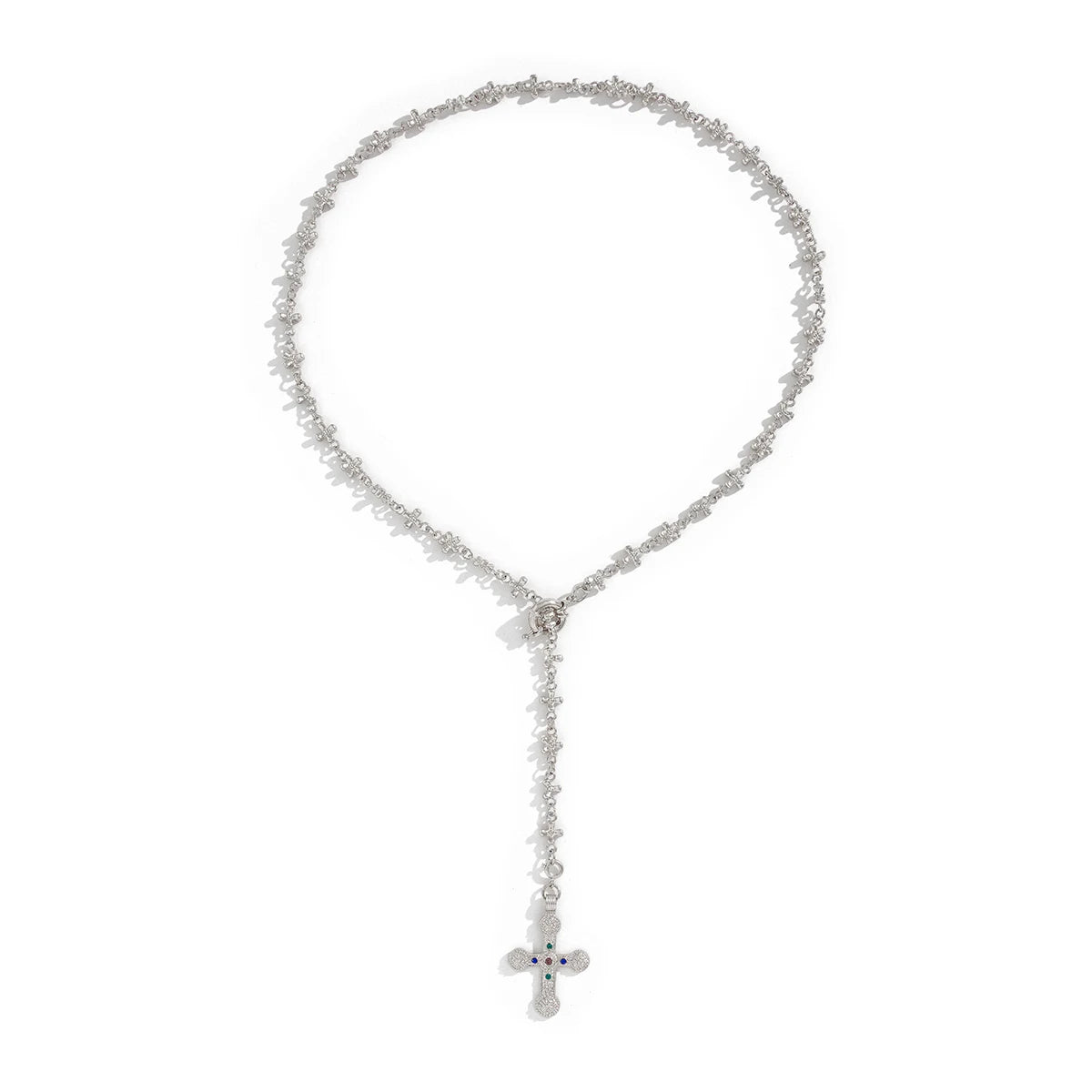 Golden Rosary Cross Necklace