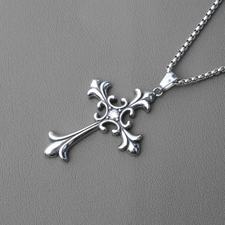 Silver Baroque Cross Necklace