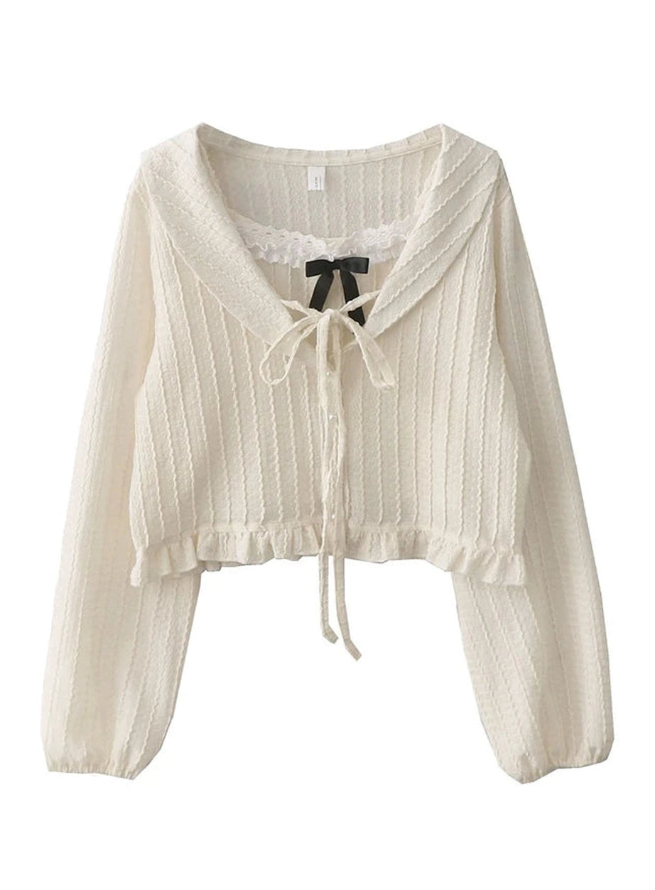 Y2k Ribbon Charm Cropped Blouse
