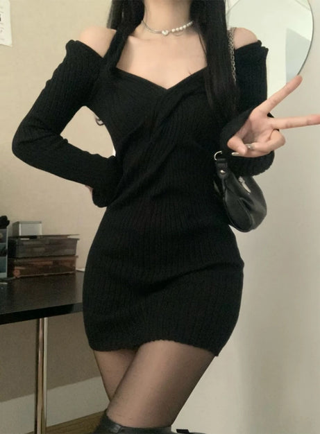 Off-Shoulder Knit Mini Dress