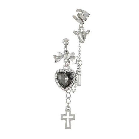 Gothic Heart Chain Drop Earrings