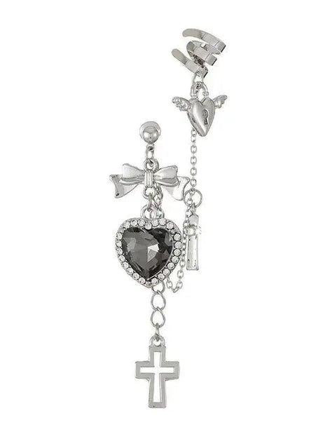 Gothic Heart Chain Drop Earrings