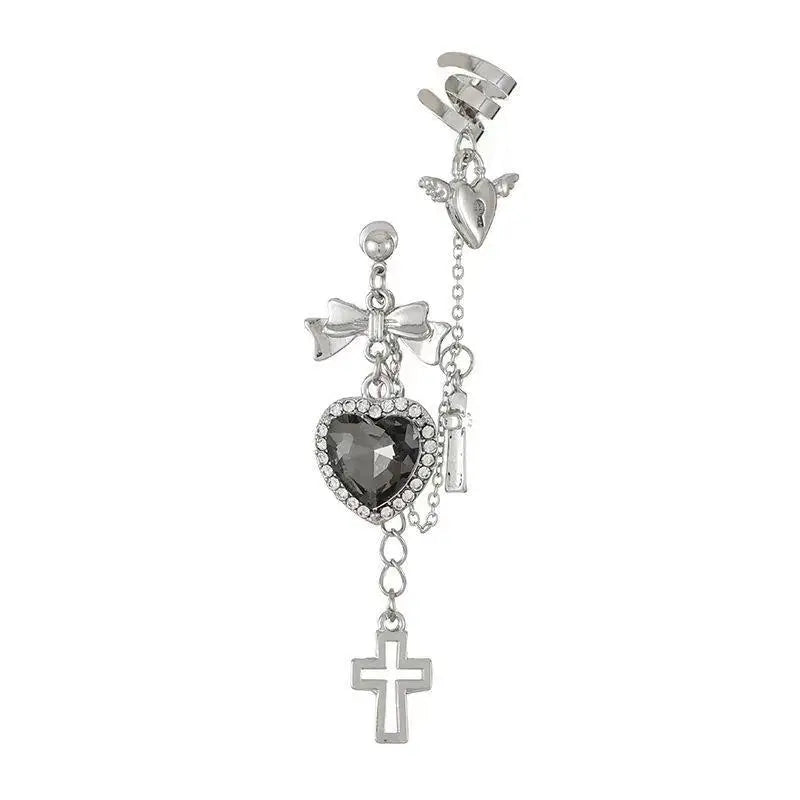 Gothic Heart Chain Drop Earrings