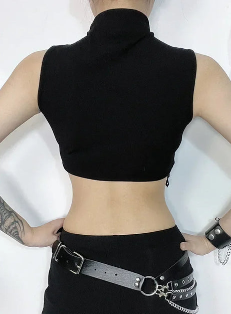 Moonshade – Kurzes Rollkragen-Top mit Perlen