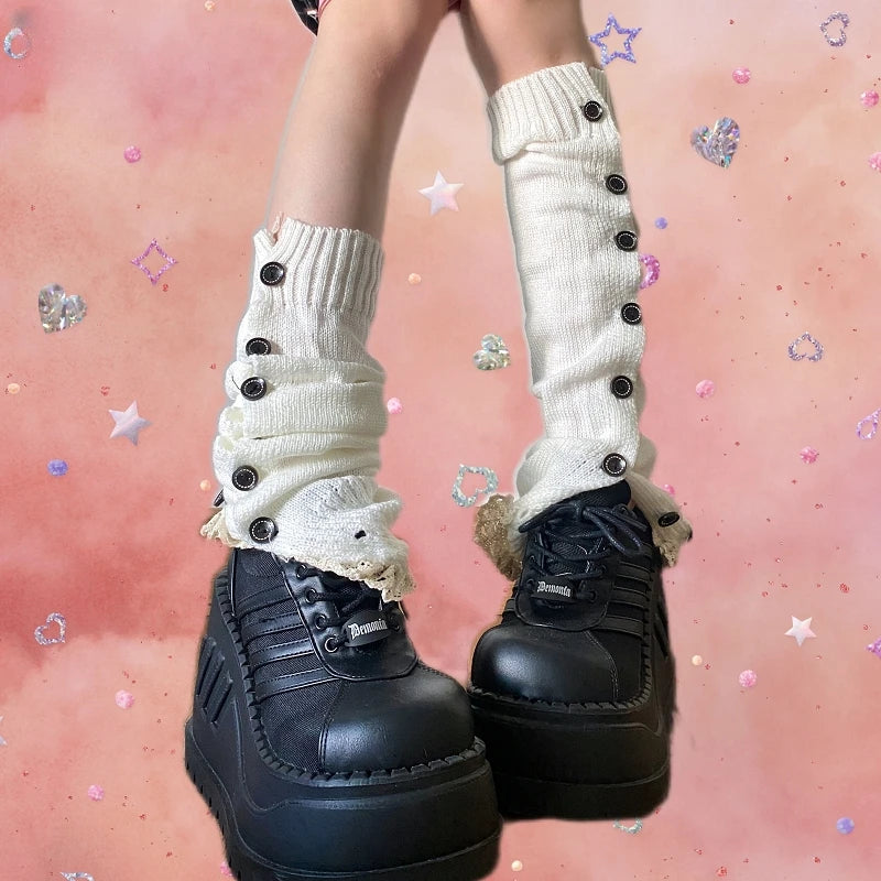 Vintage Button-Up Lace Leg Warmers