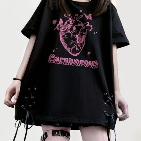 Lace-Up Anatomical Graphic Top