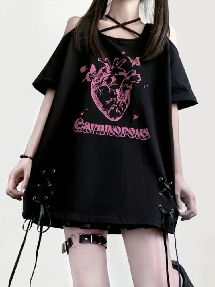 Lace-Up Anatomical Graphic Top