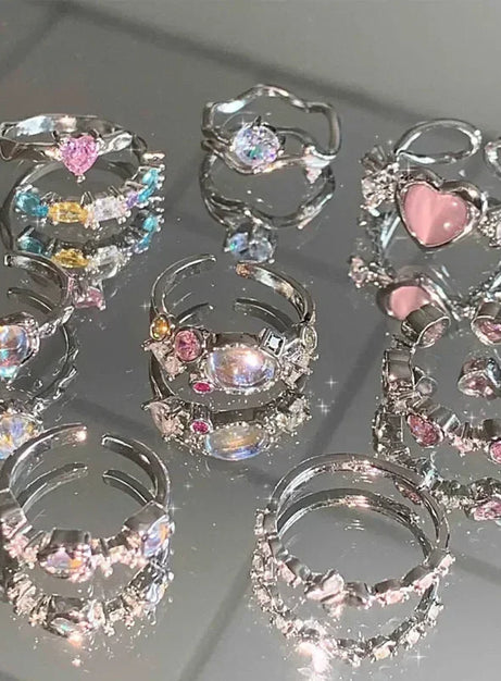 Pink Love Crystal Rings