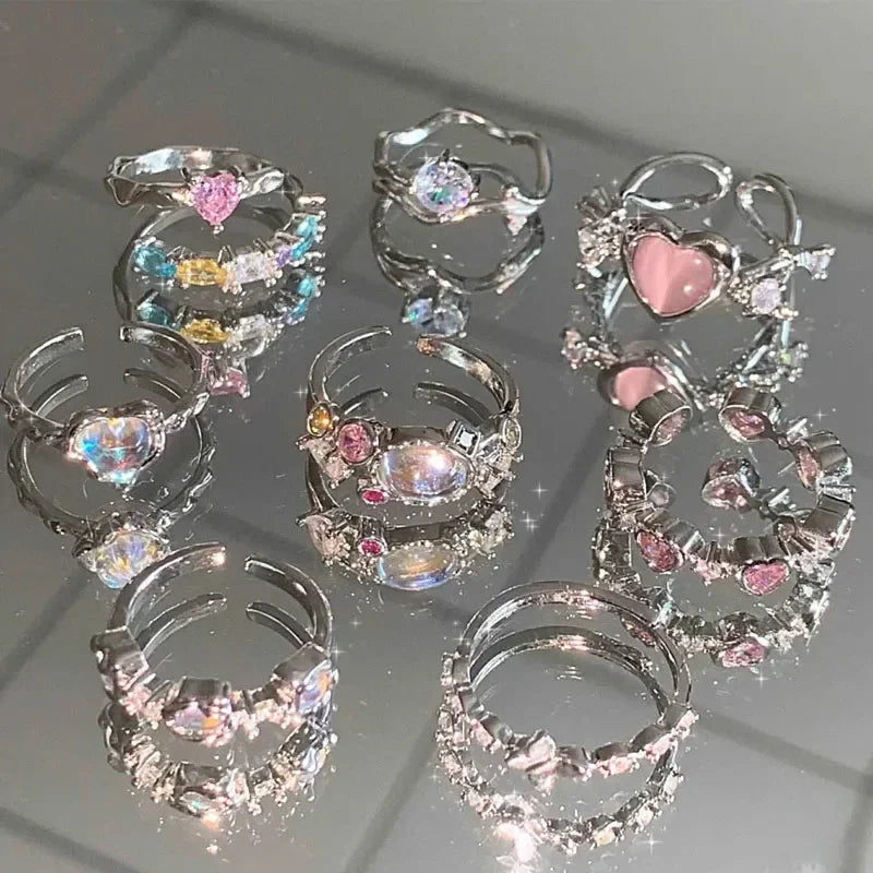 Pink Love Crystal Rings