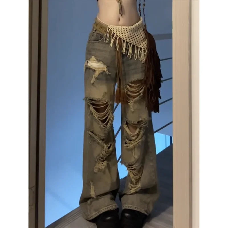 Shredded Grunge Flare Jeans