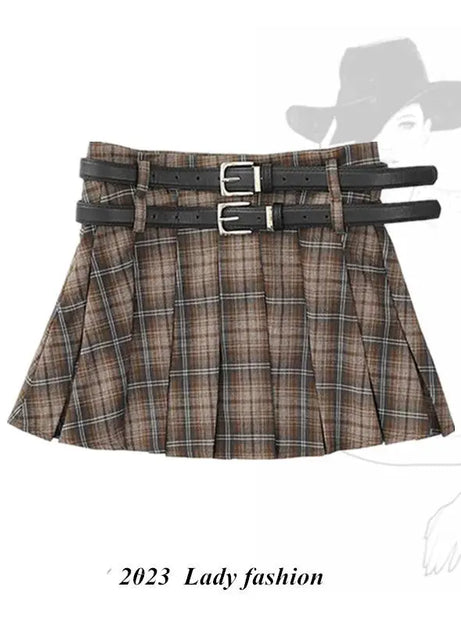 Mocha Grunge Pleated Skirt