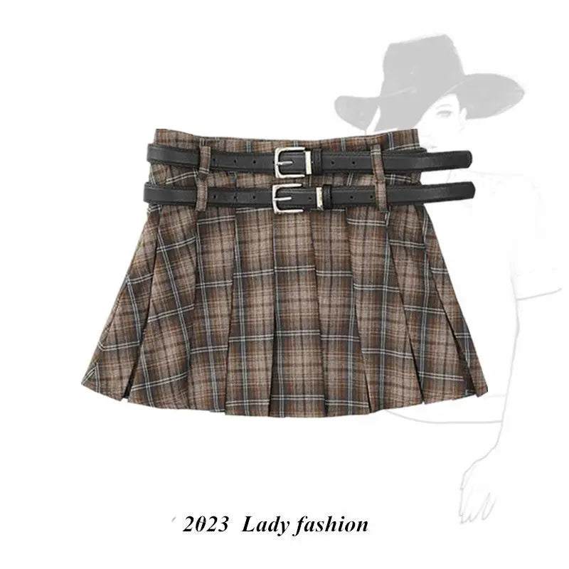 Mocha Grunge Pleated Skirt