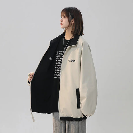 Black Striped Oversized Track Jacket