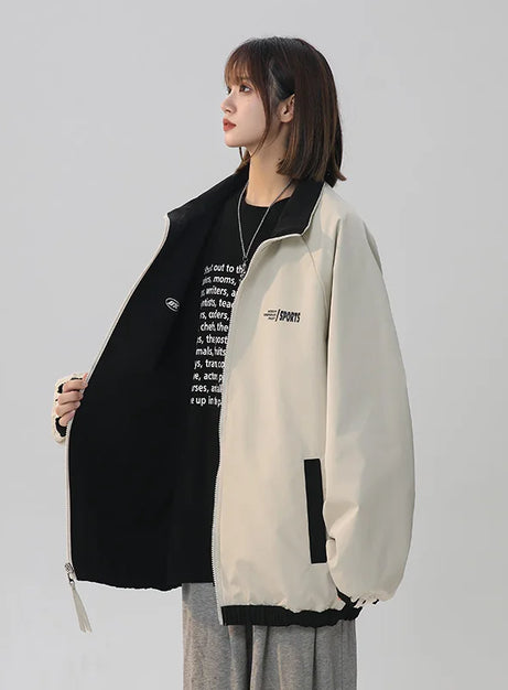 Schwarze, gestreifte Oversize-Trainingsjacke