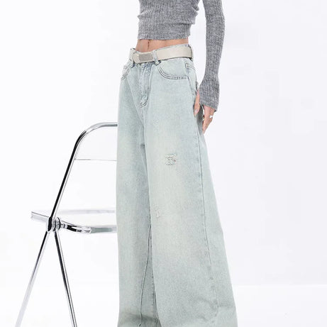 Frosted Sage Wide-Leg Jeans