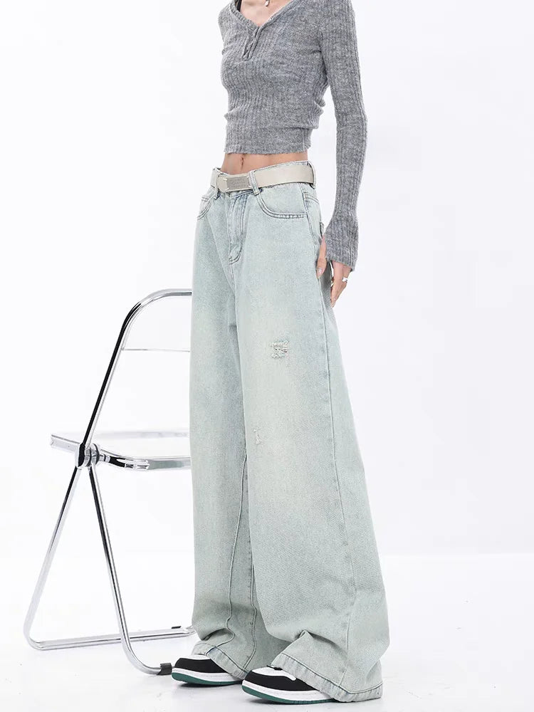 Frosted Sage Wide-Leg Jeans